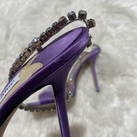 Jimmy Choo Saeda 100 Crystal embellished PVC & satin‎ sandals size 38EU - Picture 12 of 13